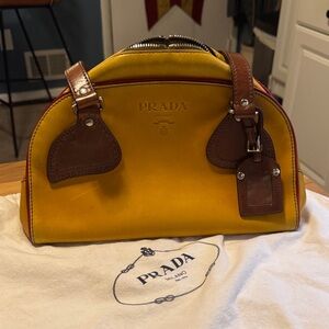 Prada Yellow and Brown Travel Bag